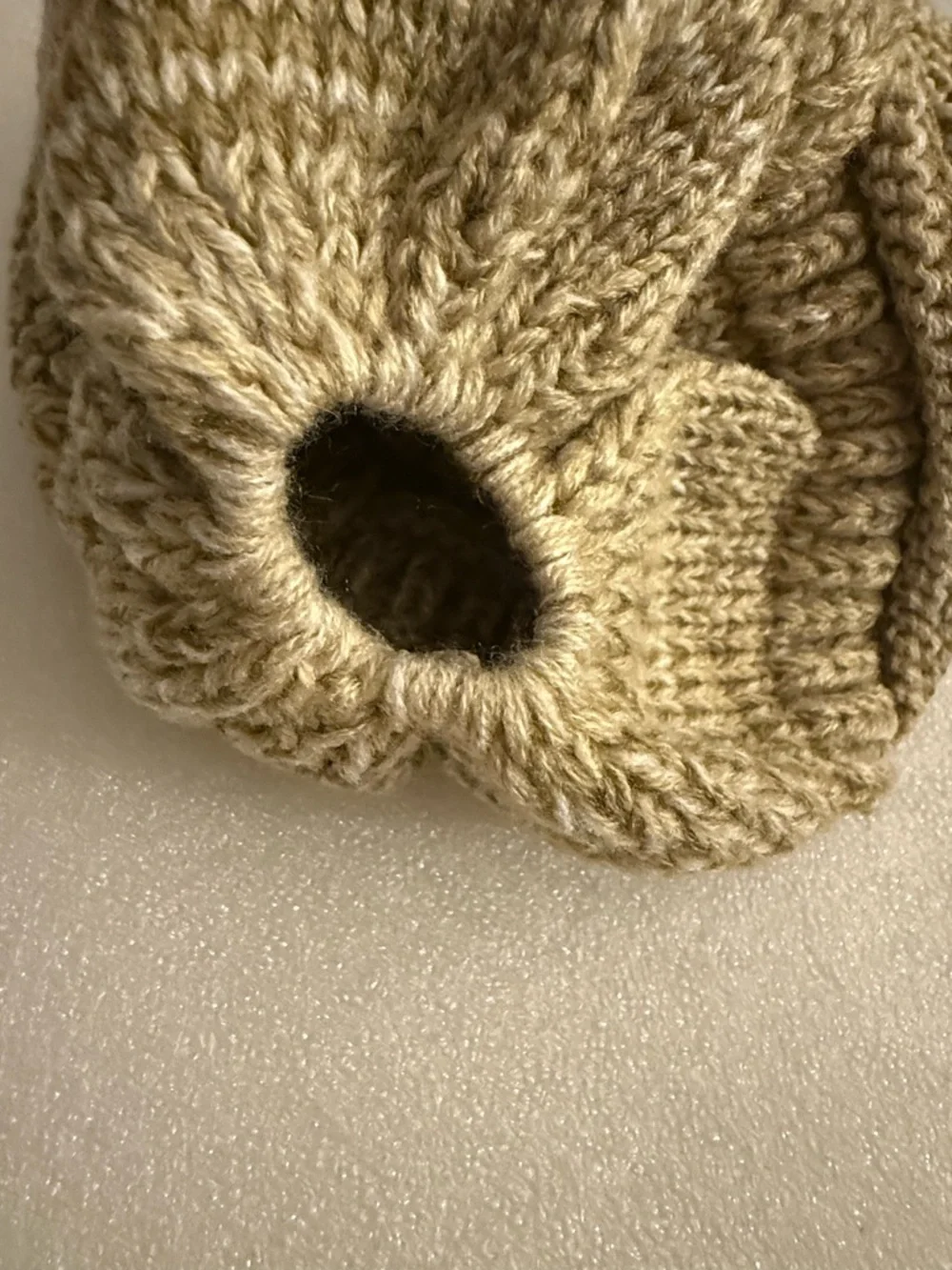 Beanie Tail Messy Bun Hat Knit Ponytail Beanie - Tan/Taupe